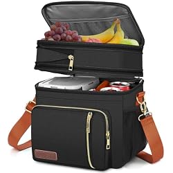 MIYCOO Lunch Bag for Women & Men, Expandable Double Deck Lunch Box, 15L | Leakproof & Waterproof, Portable, Large Soft Insulated Cooler bag for Adult, Work, Camping, Beach, Picnic, Travel