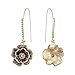 BriLove Fashion Elegant Rhinestone Enamel Rose Flower Hook Dangle Earrigns for Women Black Gold-Toned