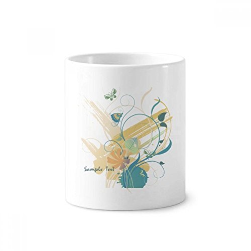 Gobelet céramique papillon fleur blanc 350ml porte-brosse dents pot crayons