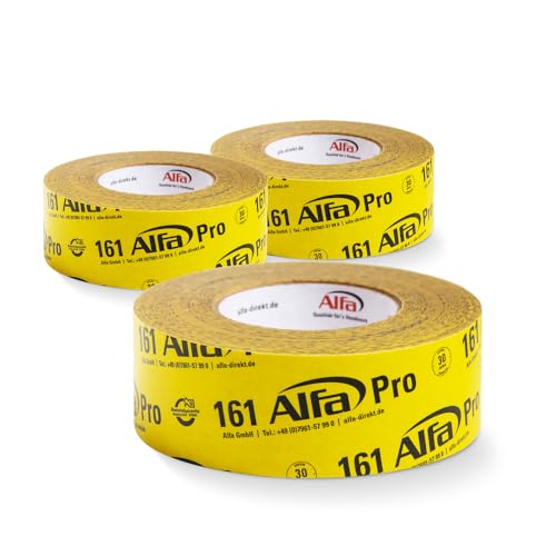 Alfa 161 Pro» - Ruban adhésif en papier haute performance, 3 pièces, 50 mm x 25 m, ultra fixant à usage intérieur