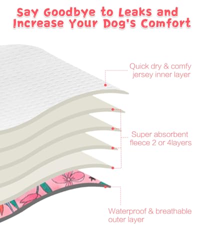 Image of CuteBone Washable Female Dog Diapers 4 Pack Reusable Doggie Heat Diapers for Period FMG08XS