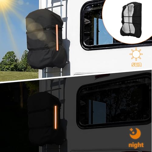 Daspom RV Tote Tank Cover 28-36 Gallons, Heavy Duty 600D Waterproof RV Portable Waste Tank Cover with Storage Bag and Reflective Strips(45\" x 25\"x 15\")