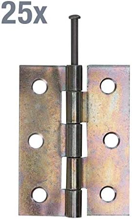 Hinge Half-Wide with Loose Stainless Steel Pin Yellow Zinc Electroplated 63 x 45 mm - Image 3