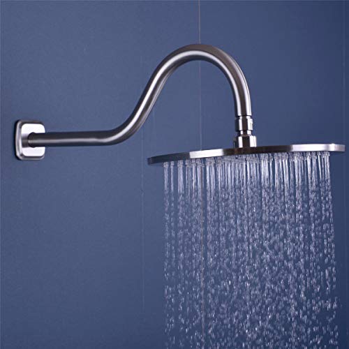 Trustmi 16 Inch Shower Arm With Flange, S-Shape Stainless Steel Overhead Shower Head Replacement Pipe Arm, Brushed Nickel #TOP6