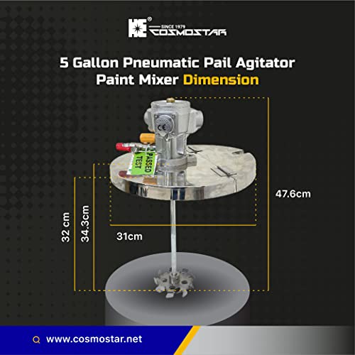 Cosmostar 5 Gallon Pneumatic Pail Agitator Paint Mixer | Drum Mixer | Pneumatic Bracket Mixer, Paint Stirring Machine Bracket Air Agitator Paint Mix Tool, Paint Agitator, Paint Mixing Machine #TOP3