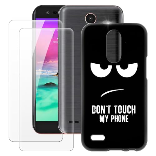 MILEGAO LG K10 2017 Funda + 2 Protectores de Pantalla de Vidrio Templado, Parachoques Ultrafino a Prueba de Golpes, Funda de Silicona TPU Suave para LG X400 (5.3”)