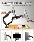 ErGear Dual Monitor Bras, Moniteur de jeu entièrement réglable pour les écrans 13–32′′, Support de moniteur d'ordinateur d'installation rapide avec sans outil VESA Montez, Max Charger 19.8 C'est vrai. Max VESA 100x100mm