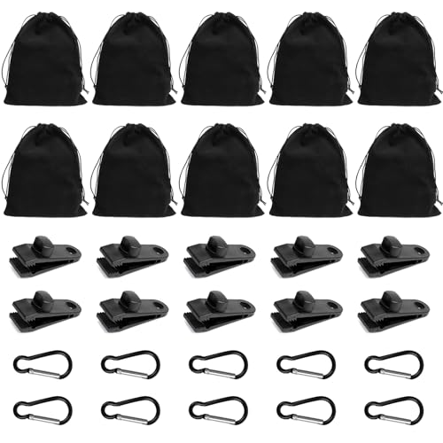 ROTKUSZ Tragbare Gewichtstasche für Pavillon-Vorhänge im Freien, 10 Gewichtstaschen und 10 Karabiner, 10 Clips, Geeignet zum Befestigen von Camping, Zelten, Tischdecken