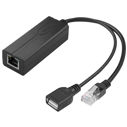 PoE Splitter 5V 2.4A USB Tipo-A Hembra IEEE 802.3af/at Activo Compatible con Cámaras de Seguridad/ Teléfonos VoIP, 10/100Mbps miniatura 1