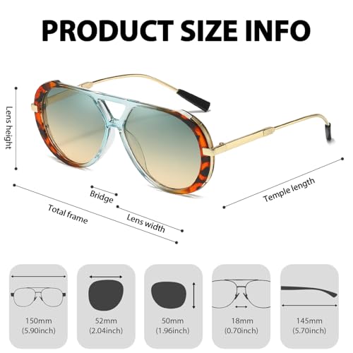 IGnaef Retro Round Aviator Sunglasses for Women Men - No Tangle Oversized Shades UV400 Protection IF61524