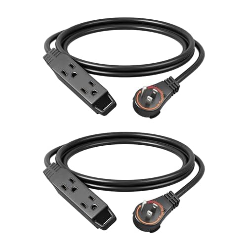 DEWENWILS 6FT 360° Rotating Flat Plug Extension Cord, 3 Prong Thin Power Strip, 16/3C 13A/125V/1625W, Rotating Plug for Indoor Narrow Space, SJT-3, ETL Listed, Black, 2 Pack 6FT 2 Pack-Round