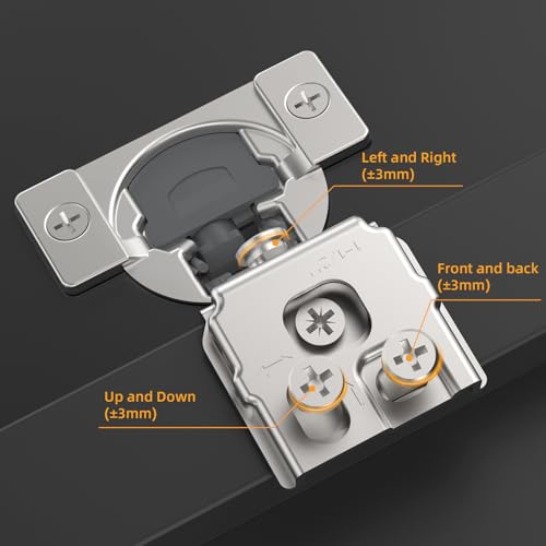 Chibery 60 Pack 1-1/2" Overlay 3D Soft Close Concealed Kitchen Cabinet Hinge for Face Frame Door, Pre-Assembled Easy-on Dowels, Self Closing Hidden Satin Nickel, 105° Open Concealed Stainless Steel by Chibery - Image 4
