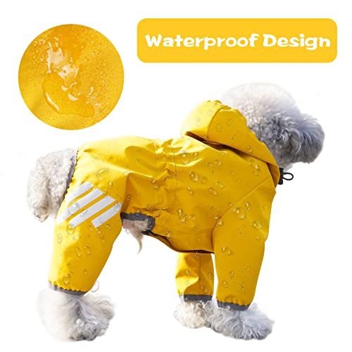 Annchwool Dog Raincoat With Hood For Puppy Small Medium Dogs,Waterproof Dog Rain Coat Jacket With Reflective Strap And Leash Hole,Easy To Put On & Off Poncho(Yellow,L) #TOP6