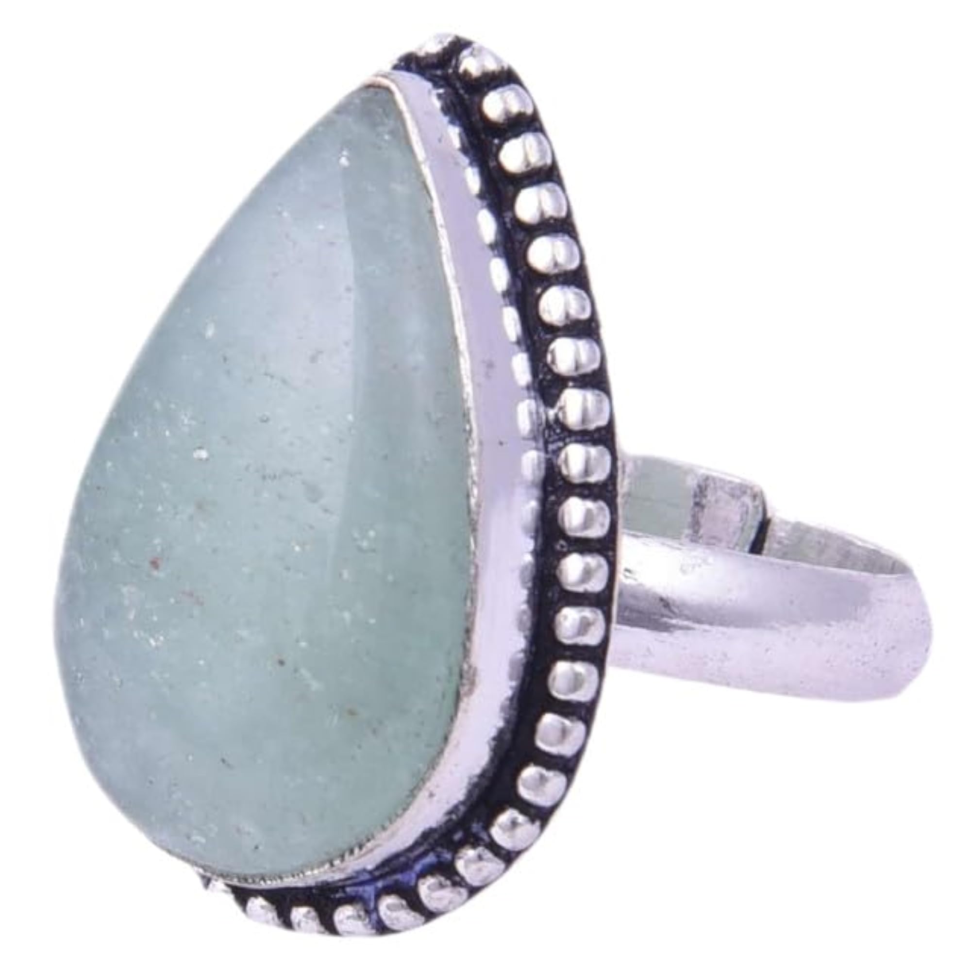 Semi Precious Green Aventurine Teardrop Ring, Unisex