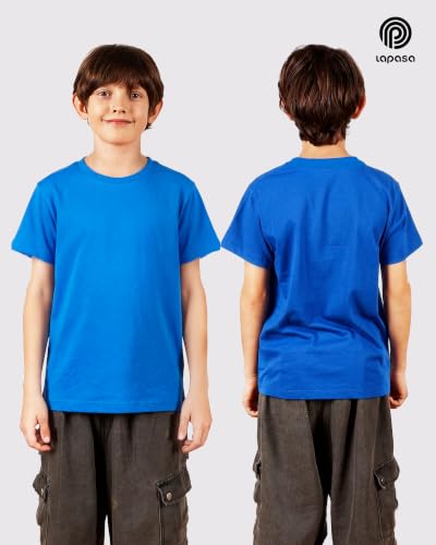 Image of LAPASA Boys & Girls Cotton T-Shirts 4 Pack Tagless Tees for 3T-13Y Kids K01 | Ribbed Crewneck Short Sleeve Undershirts for Toddlers and Teens. Soft, Breathable, Ideal for School /Daily Wear /Sport