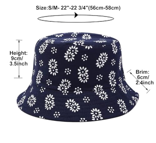 Image of Quanhaigou Bucket Hat for Men Women,Packable Reversible Printed Sun Hats,Fisherman Outdoor Summer Travel Hiking Beach Caps