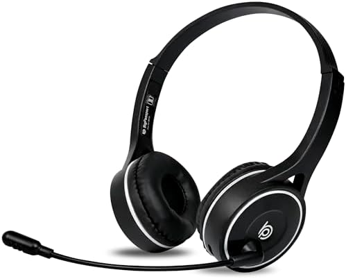 BigPassport Bluetooth Wireless Over-Ear Headset with Mic | Noise-Cancelling Headphones for Skype, Zoom, Online Meetings, Call Center, Office, PC, Laptop – Pro-Air_Bp30 (Black)