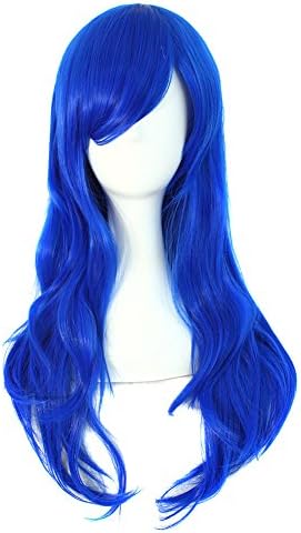 MapofBeauty 28" 70cm Long Curly Hair Ends Costume Cosplay Wig (Navy Blue)