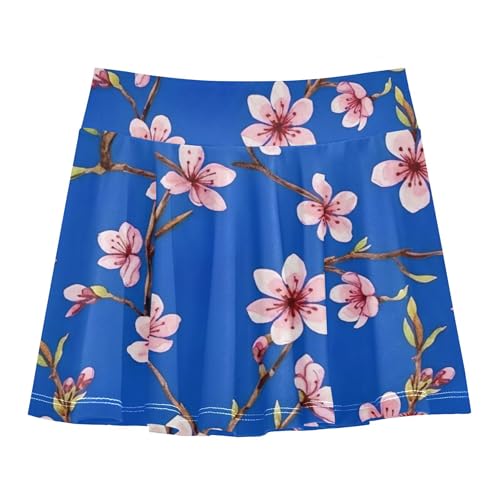Joisal Funny Girls' Shorts Athletic Skorts Tennis Skirts for Kids Girl Skort Blue Cherry Blossom Pink Flowers 4t