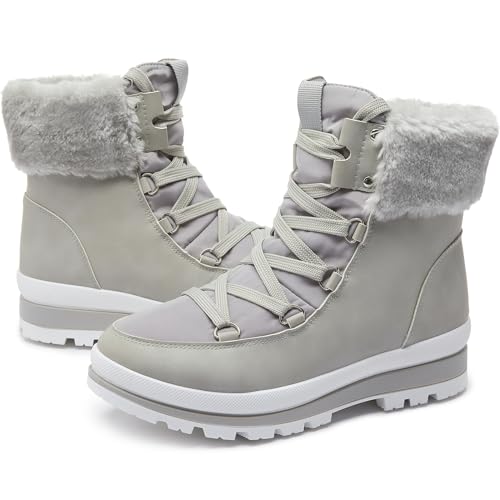 Hash Bubbie Women’s Fuzzy Mid-Calf Boots with Lace-Up and Zipper