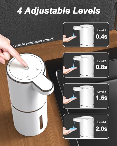 Seifenspender Automatisch, Dalugo USB C Wiederaufladbar Elektrischer Seifenspender mit Sensor, 4 Stufen Verstellbar Spülmittelspender Wandbefestigung für Küche Badezimmer 3