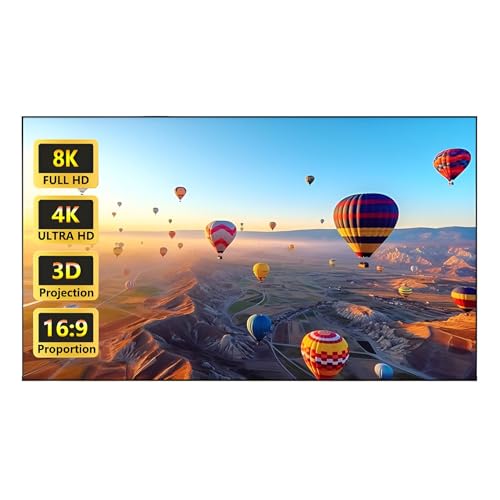 Home Wall Mounted Light Rejecting Projection Screen 92/100 in, 2.5 Gain 16:9 Projector Screen Fixed Frame, 4K 8K 3D Movie Screen for School Indoor(72in 16:9)