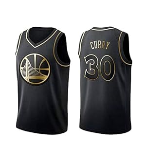 No. 30 Basketbal uniform, stedelijk zwart goud jersey,L