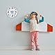 TFA Dostmann Little Animals Kinder-Wanduhr mit Tier-Motiven, leises Uhrwerk, ideal für das Kinderzimmer, Kunststoff, hellblau, ((L) 309 x (B) 44 x (H) 309 mm