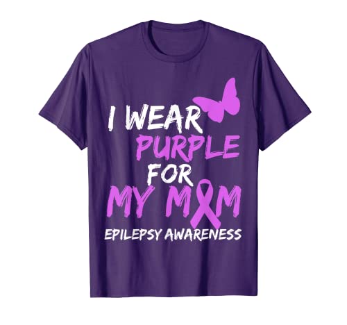 Epilepsy Awareness I wear Purple for my MOM Butterfly Ribbon Camiseta