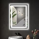 Sweetcrispy 28'x 20' Rectangle LED Bathroom Mirror with Front Light and Backlit, Smart Memory Functionr - Enhanced Anti-Fog Feature, Pure White