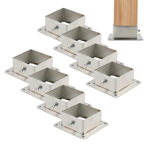 Wealrit 8 PCS Square Post Bases Deck Post Brackets Stainless Steel Flange Anchor Bases Heavy Duty for Fence Deck Railing Support Brackets Fence Holders (1.99