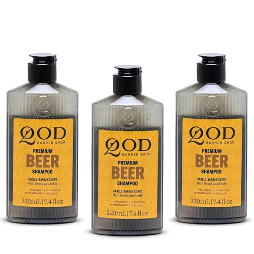 Shampoo para Barba e Cabelo Qod Barber Shop BEER 220ml - 3 unidad...