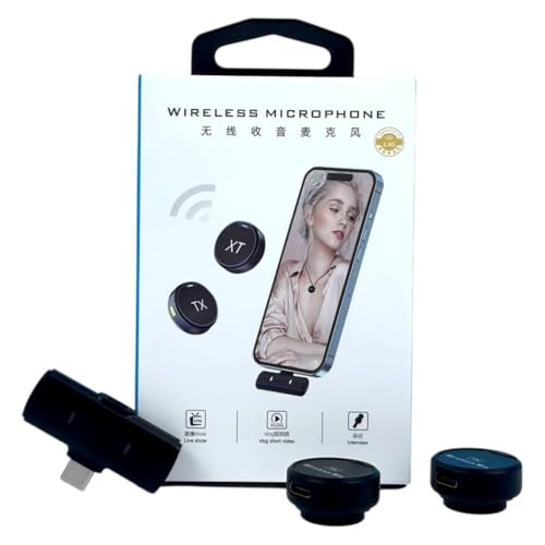 Image of ENNIX TX Dual Wireless Lavalier Microphone for Type C Mobile | 2.4GHz Clip On Collar Mic with Noise Reduction & Rechargeable Receiver | Plug & Play Mic for YouTube Vlogging Interviews & Recording
