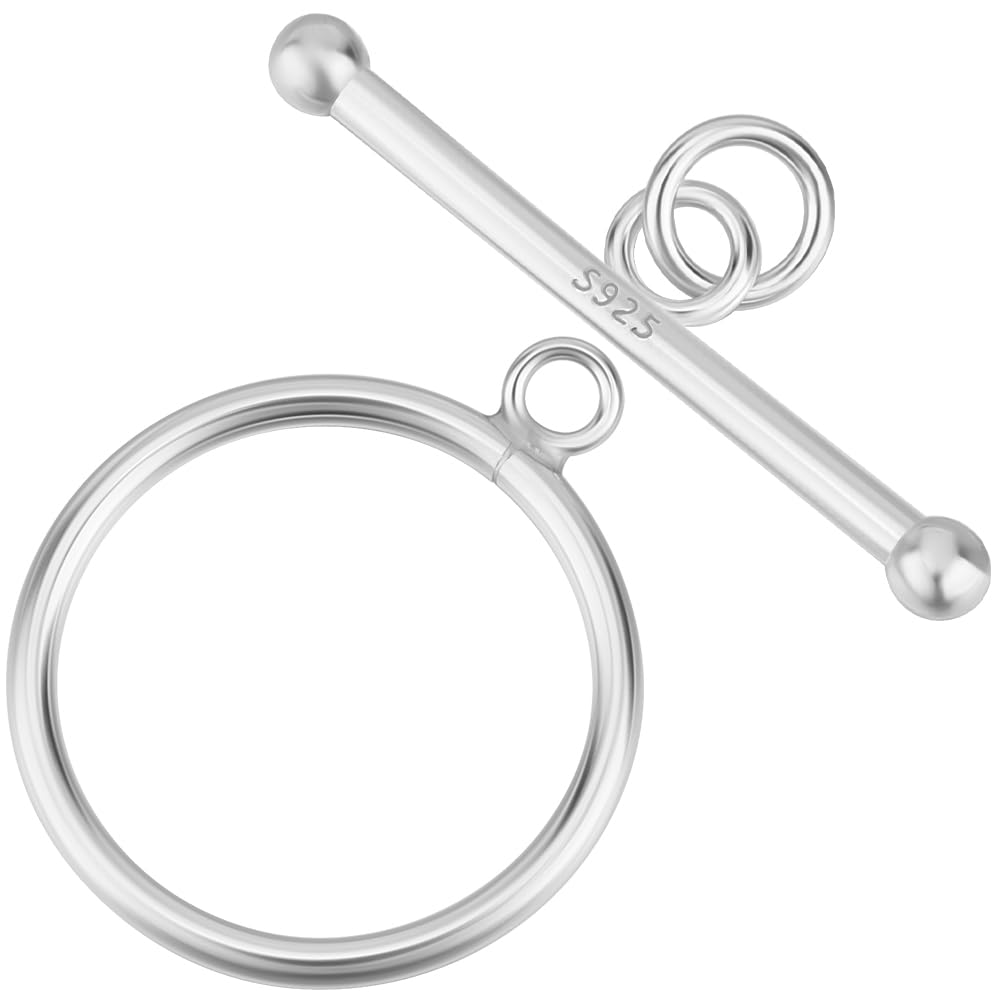 Beebeecraft 2 set 925 fermagli per Gioielli In Argento Sterling con Chiusura A Levetta Anello Tondo Fermagli A T con Barra Tonda per La Creazione di Gioielli Connettori per Orecchini Bracciali Collane