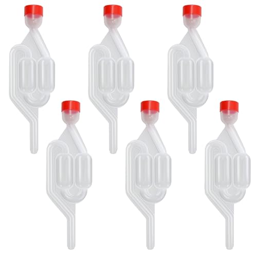 BEELUKY 6 Stück Gärröhrchen Set Gärspund Gärröhrchen Gärrohr Gäraufsatz für Bier Transparent für Reine Saftgärung Weinballon Wein Bierbrauen