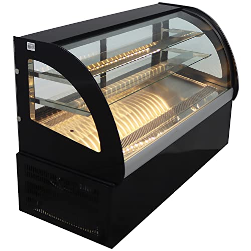 TECHTONGDA Countertop Display Refrigerators Cake Showcase Cooling Display Case Commercial Bakery Cabinet with Yellow LED Light 220V Back Door with Humidifier