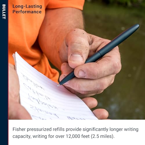 Image of Fisher Space Pen Elite Navy Blue Cerakote Finish Bullet Pen, Pressurized Ballpoint Pen, Compact Size, Writes Upside Down, Extreme Temperatures, Black Ink, Medium Point, Made in the USA