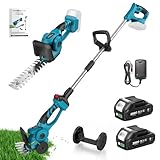 Elikliv 芝刈り機 電動 芝生バリカン 充電式ヘッジトリマー 剪定トリマー コードレス 1台4役 延長ポール無段階伸ばす トリマー刈幅220mmバリカン刈幅130mm 両刃駆動 刈込高さ調整15-25mm 二重安全ロック 軽量 生垣 園芸 植木 ガーデンバリカン 2個バッテリー付き