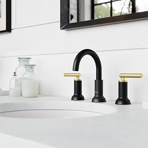   Pfister-Capistrano-Bathroom-Sink-Faucet-8-Inch-Widespread-2-Handle-3-Hole-Matte-Black-and-Brushed-Gold-Finish-LF049CSOBBG
