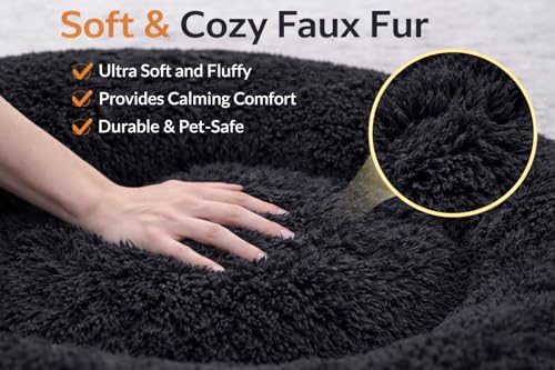 Image of ZEXSAZONE Summer Round Doughnut Comfortable Durable 2 in 1 and Washable Pet Bed | Cat Bed | Puppy Bed | Dog Bed | Medium Dog Bed for Cats Puppies Labrador German (Black, Large)