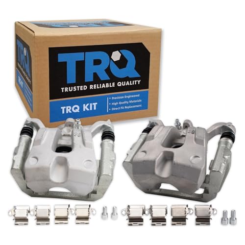 Image of TRQ Rear Brake Caliper Set Zinc Coated Hardware Brackets Compatible with 2015-2017 Chrysler 200 2016-2020 Jeep Cherokee