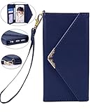 Iphone 6 Plus Wallet Case, Crosspace iphone 6s Plus Envelope Flip Handbag Shell PU Leather Detachable Folio Cover Cases with Card Holders Wrist Strap for Apple Iphone 6 plus/6s plus 5.5”-Blue