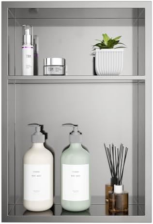 Brushed Nickel Stainless Steel Shower Niche 12" x 18" – Recessed ...
