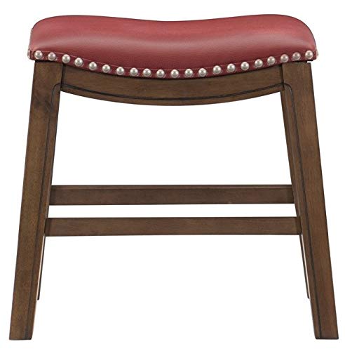 Homelegance Ordway Saddle Seat Dining Height Bar Stool, 19"Sh, Red #TOP1