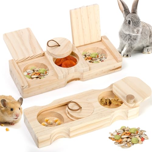 Hacaroa 2 Pack Guinea Pig Foraging Toys, Wooden Enrichment Toys ...