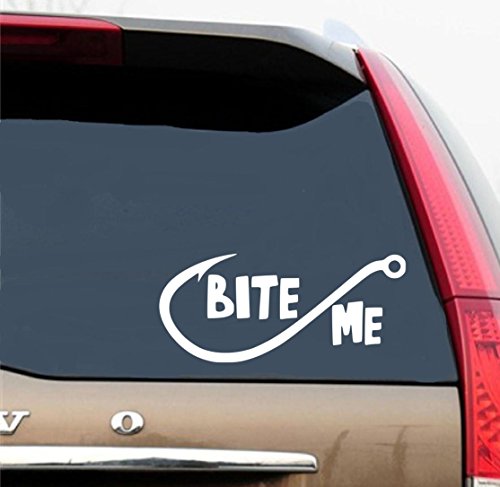 Bite Me Decal Fishing Car Truck Automotive Window Vinyl Decal Bumper Sticker (3" X 6.5") #TOP2
