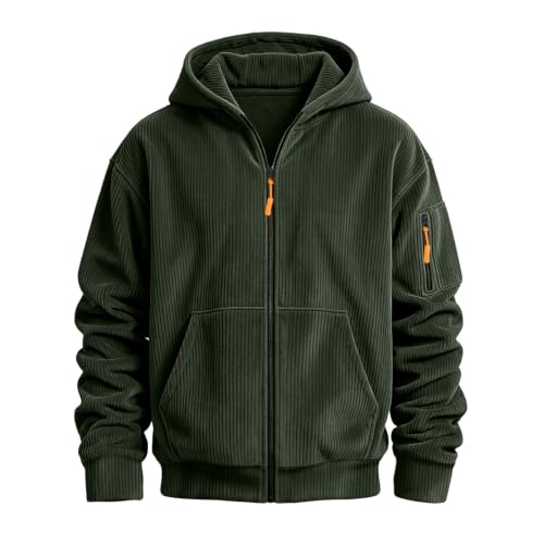 Boys Corduroy Knit Hoodie Sweatshirt Plain Zip Up Long Sleeve Jacket - image 7