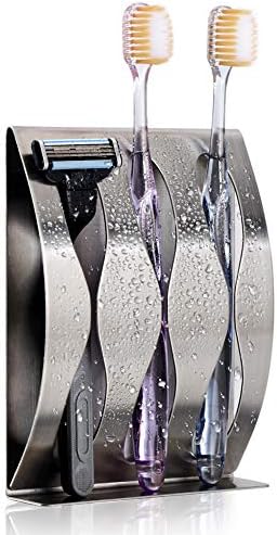 Premium Wall Mounted Toothbrush Holder，Stainless Steel Razor Holder Storage, Self-Adhesive Toothbrush Stand for Shower Bathroom Organizer or Accessories with 3 Holes