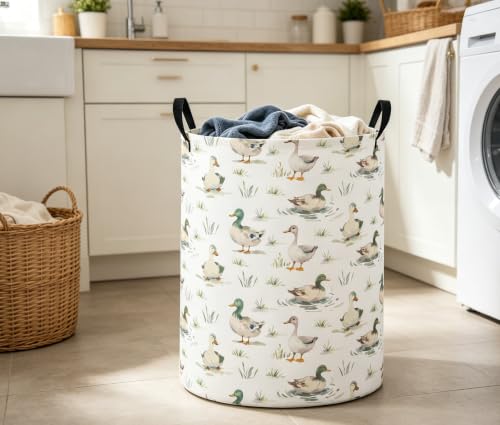 Image of Baby Laundry Basket Baby Nursery Hamper Kids Laundry Basket Toy Storage Bin for Boys Room Decor Gift Baskets for Bedroom Bathroom(Duck)