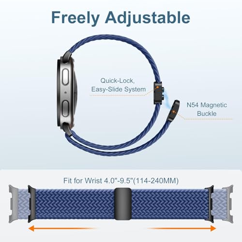Image of VEMIGON Nylon Braided Magnetic Band Compatible with Samsung Galaxy Watch 8 /8 Classic, Elastic Fabric One Click No Gap Sport Strap for Galaxy Watch 8 40mm 44mm /8 Classic 46mm